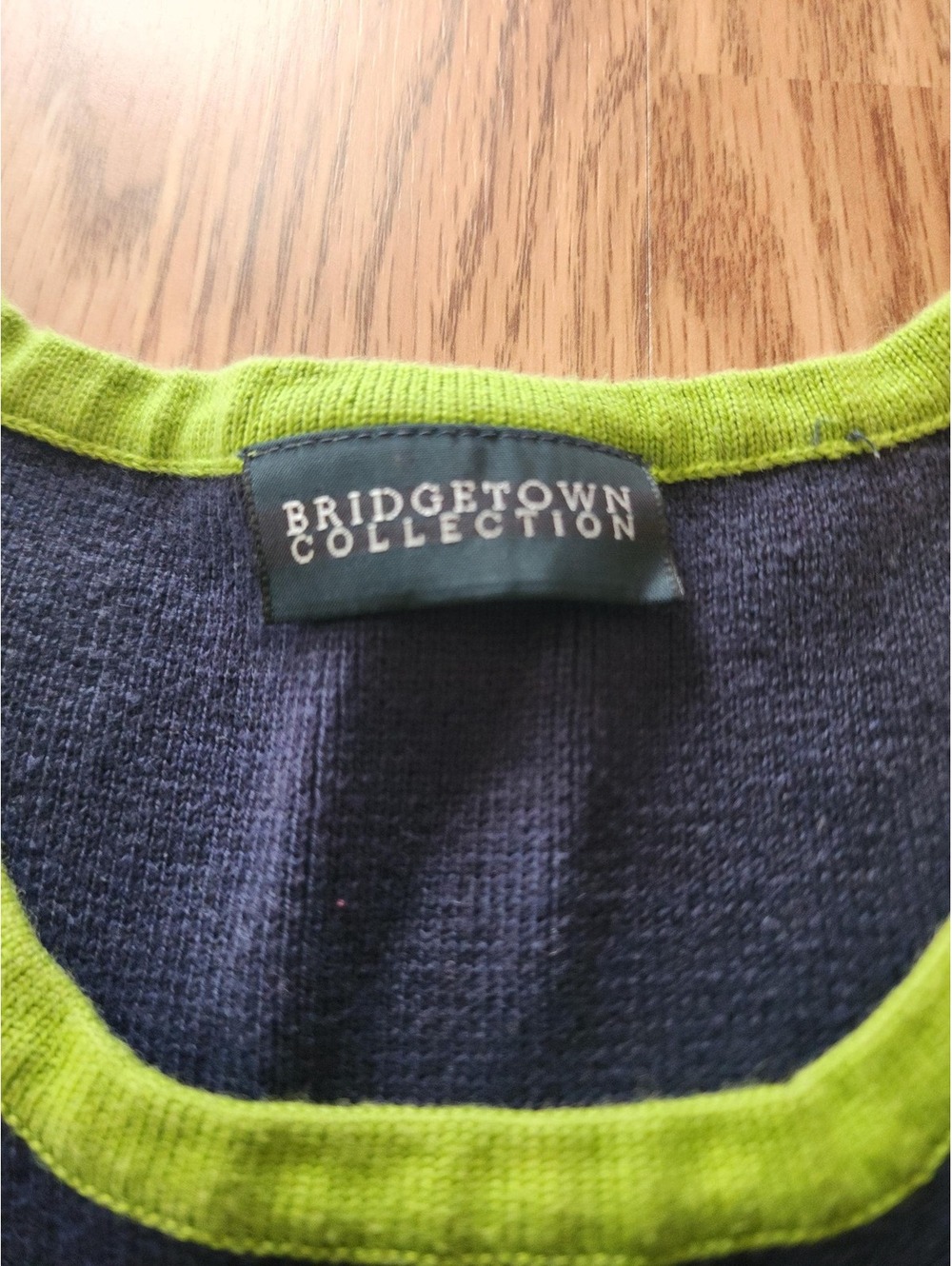Vintage Bridgetown Collection Knit Sweater Vest Navy Blue Lime Green Trim Tank - Picture 5 of 8